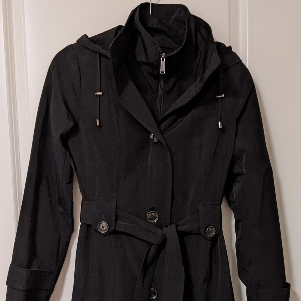 London Fog - Black -Size PS Trench Coat with Hood